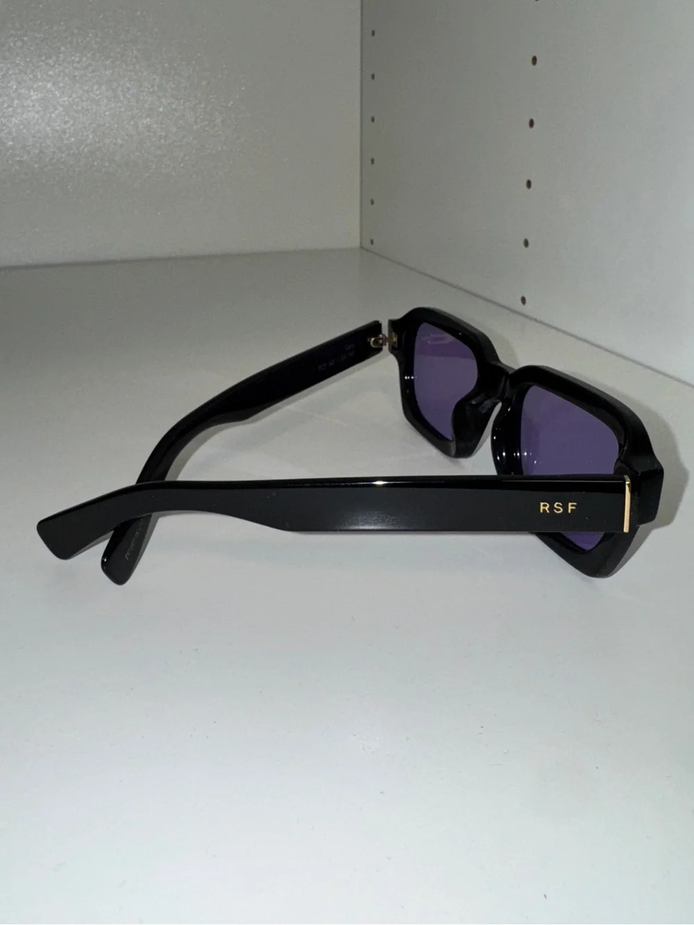 RetroSuperFuture Caro Sunglasses — Black Frame with Purple Lenses